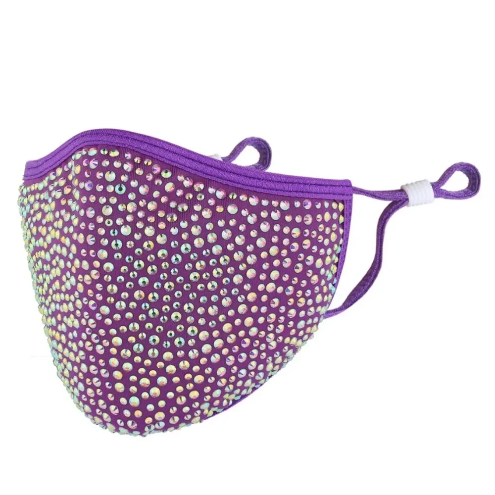 Purple Rhinestone Destiny Crystal Face Mask with AB Crystals Natalie Mills NEW